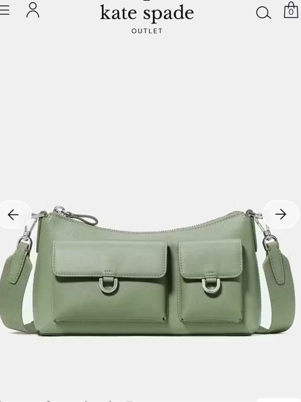 kate spade Sage Green Leather Shoulder Bag with Dual Front Pockets